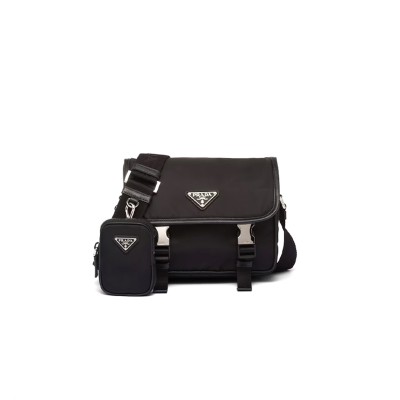 PRADA RE-NYLON AND SAFFIANO LEATHER SHOULDER BAG 2VD034 (22*16*8.5cm)
